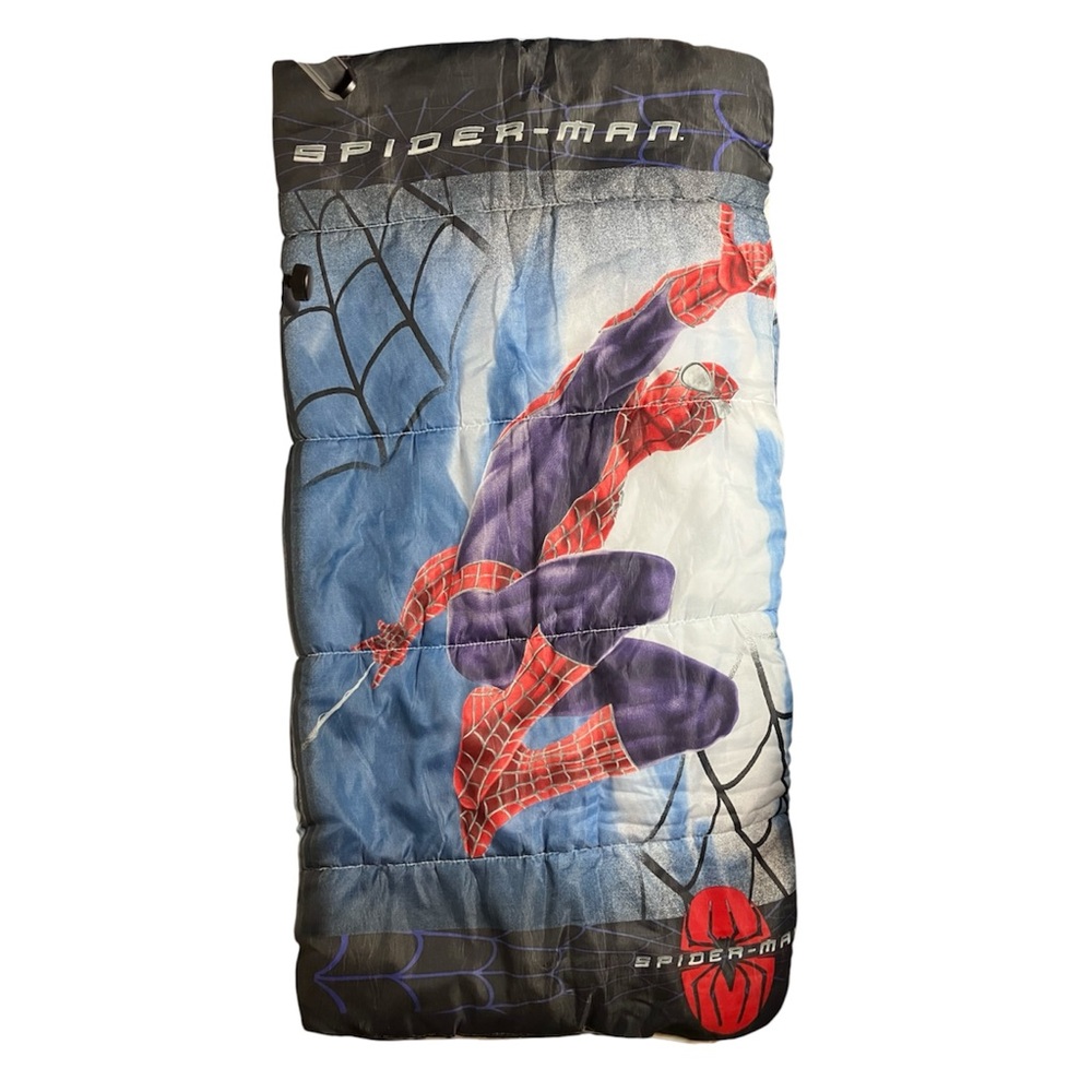 Vintage Y2K Spider-Man 2002 Kids Sleeping Bag Marvel Toby McGuire Comforter 00s